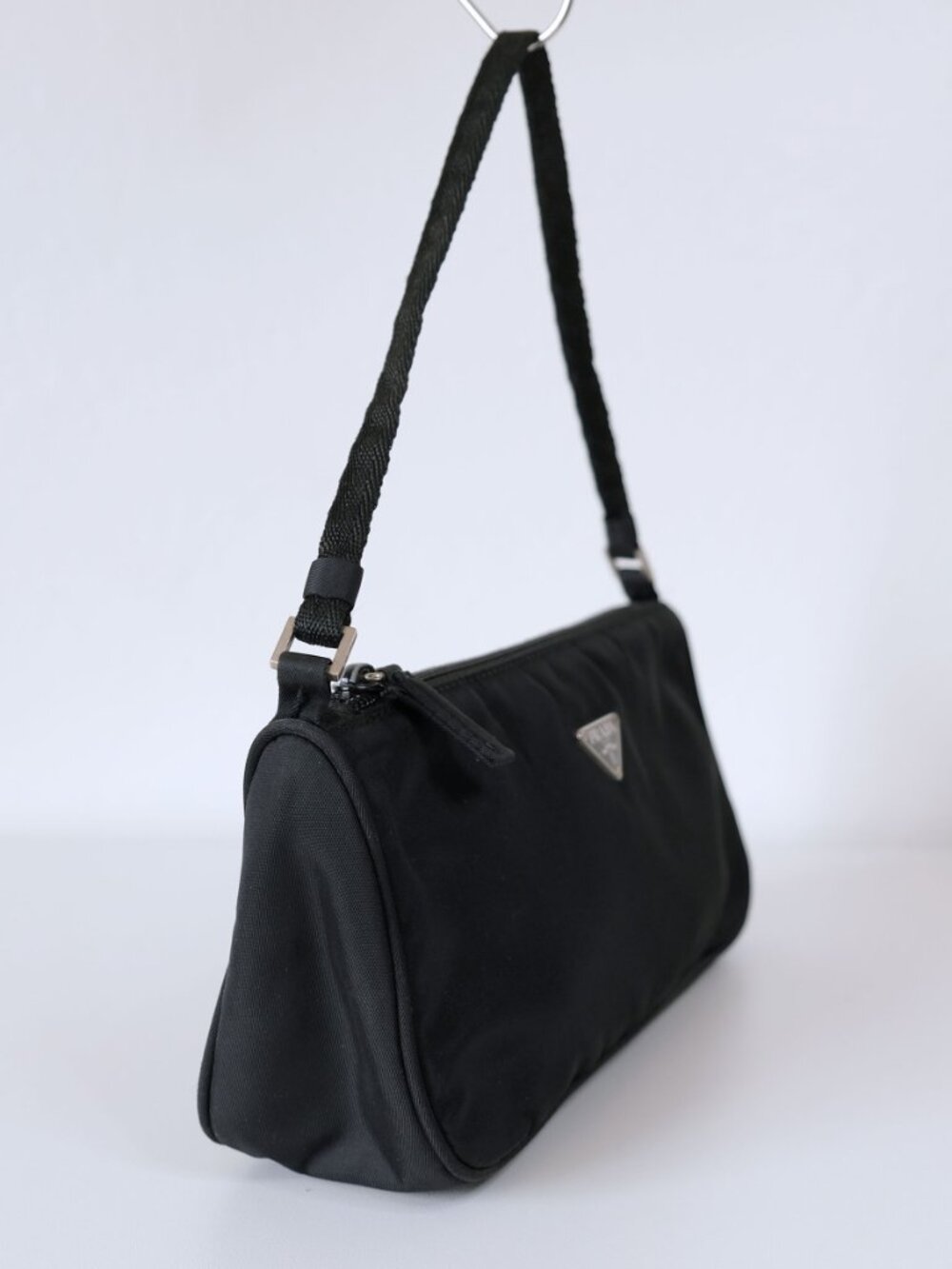 Prada Y2K Archival Tessuto Nylon Shoulder Bag, Baguette, Black - Picture 4 of 15